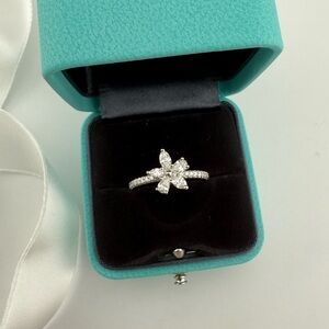 Tiffany &.Co. Victoria Diamond Mixed Cluster Ring in Platinum Size 7.25